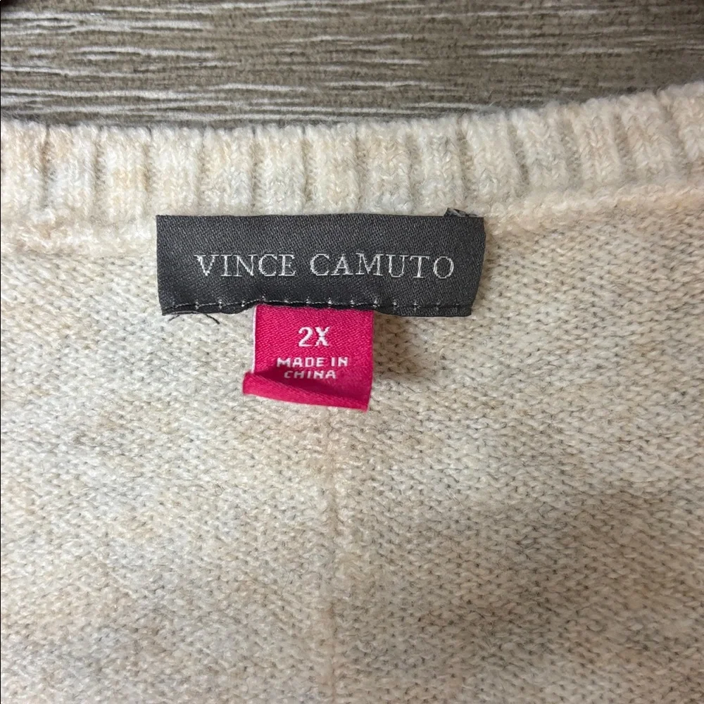 Vince Camuto Beige V-Neck Women's Sweater - Picture 3 of 5